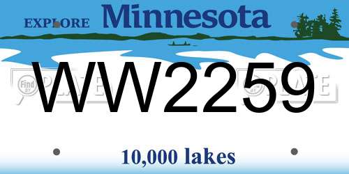 WW2259 Minnesota License Plate