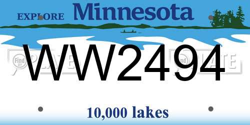 WW2494 Minnesota License Plate