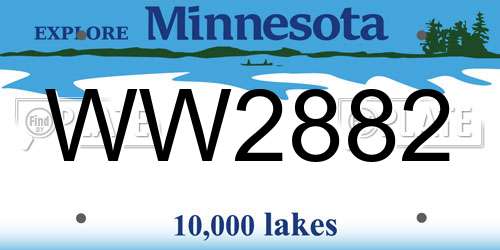 WW2882 Minnesota License Plate
