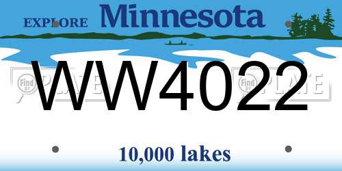 WW4022 Minnesota License Plate
