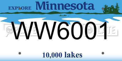 WW6001 Minnesota License Plate