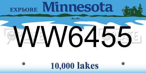 WW6455 Minnesota License Plate