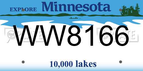 WW8166 Minnesota License Plate