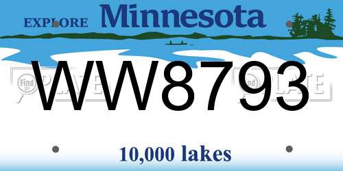 WW8793 Minnesota License Plate