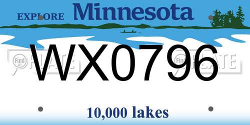 WX0796 Minnesota License Plate