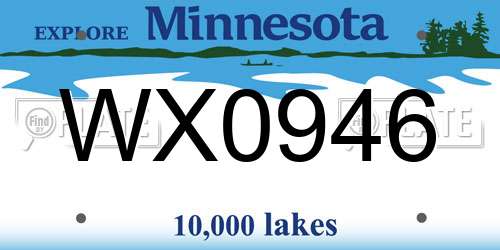 WX0946 Minnesota License Plate