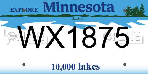 WX1875 Minnesota License Plate