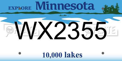 WX2355 Minnesota License Plate