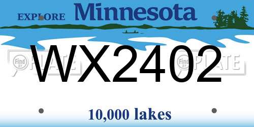 WX2402 Minnesota License Plate