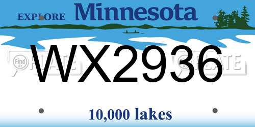 WX2936 Minnesota License Plate