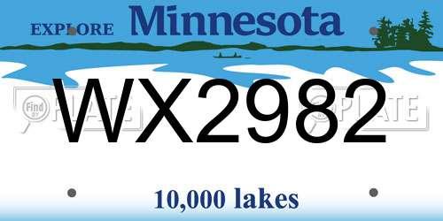 WX2982 Minnesota License Plate
