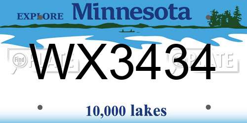 WX3434 Minnesota License Plate