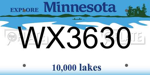 WX3630 Minnesota License Plate