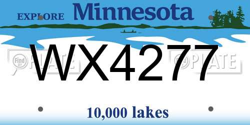 WX4277 Minnesota License Plate