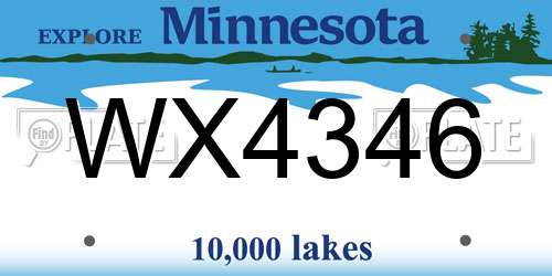 WX4346 Minnesota License Plate