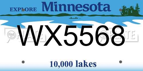 WX5568 Minnesota License Plate