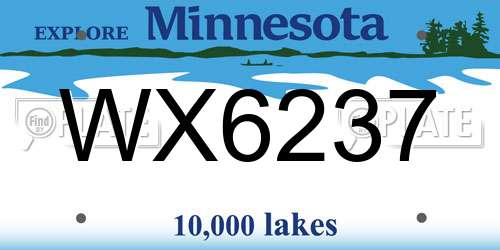 WX6237 Minnesota License Plate