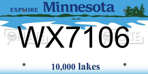 WX7106 Minnesota License Plate