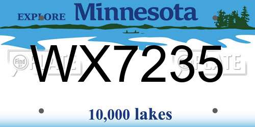 WX7235 Minnesota License Plate