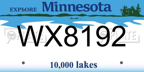 WX8192 Minnesota License Plate