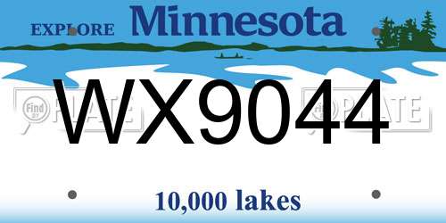WX9044 Minnesota License Plate