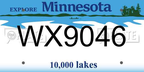 WX9046 Minnesota License Plate