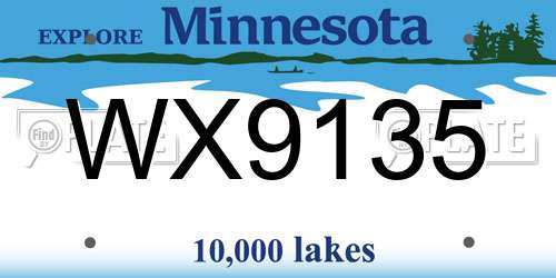 WX9135 Minnesota License Plate