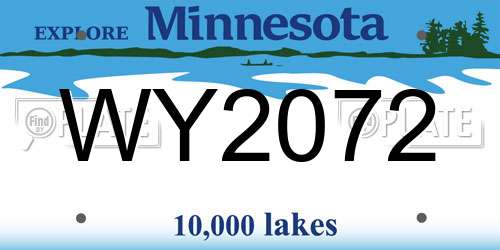 WY2072 Minnesota License Plate