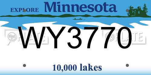 WY3770 Minnesota License Plate