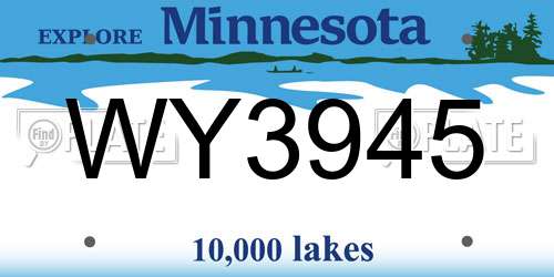WY3945 Minnesota License Plate