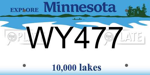 WY477 Minnesota License Plate