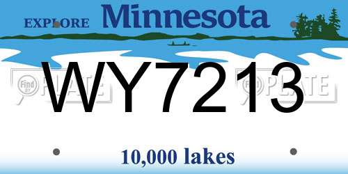 WY7213 Minnesota License Plate