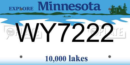 WY7222 Minnesota License Plate