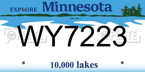 WY7223 Minnesota License Plate