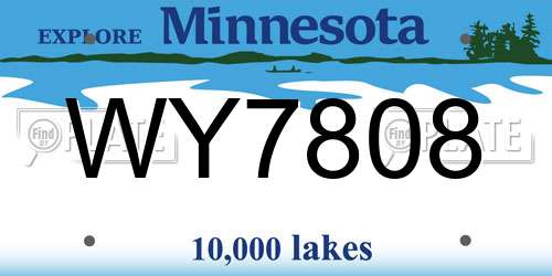 WY7808 Minnesota License Plate