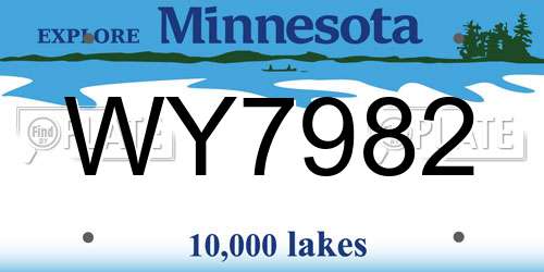 WY7982 Minnesota License Plate