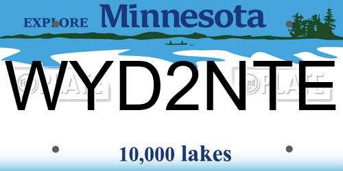 WYD2NTE Minnesota License Plate