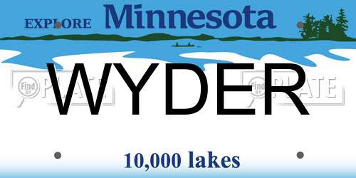 WYDER Minnesota License Plate