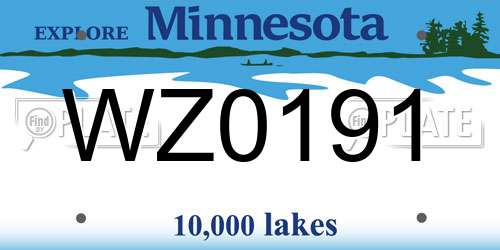 WZ0191 Minnesota License Plate