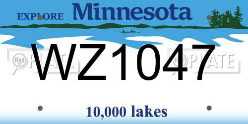 WZ1047 Minnesota License Plate