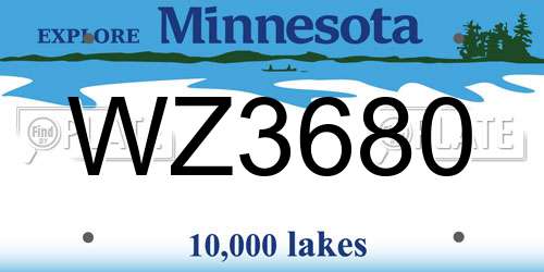 WZ3680 Minnesota License Plate