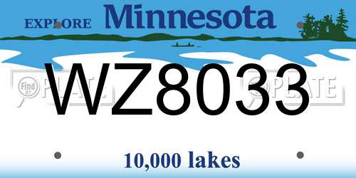 WZ8033 Minnesota License Plate