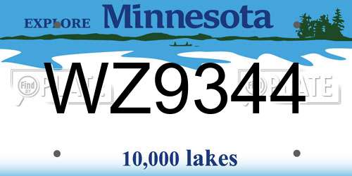WZ9344 Minnesota License Plate