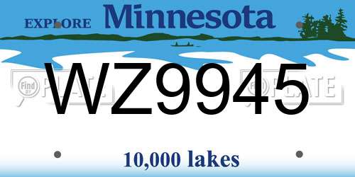 WZ9945 Minnesota License Plate