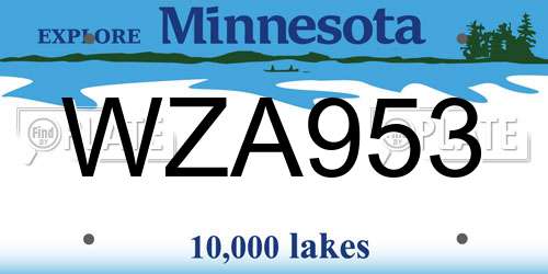 WZA953 Minnesota License Plate