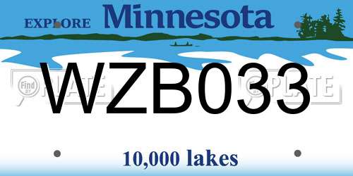 WZB033 Minnesota License Plate