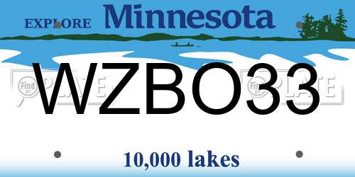 WZBO33 Minnesota License Plate