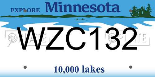 WZC132 Minnesota License Plate