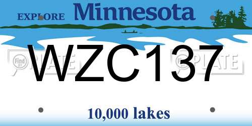 WZC137 Minnesota License Plate