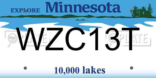 WZC13T Minnesota License Plate